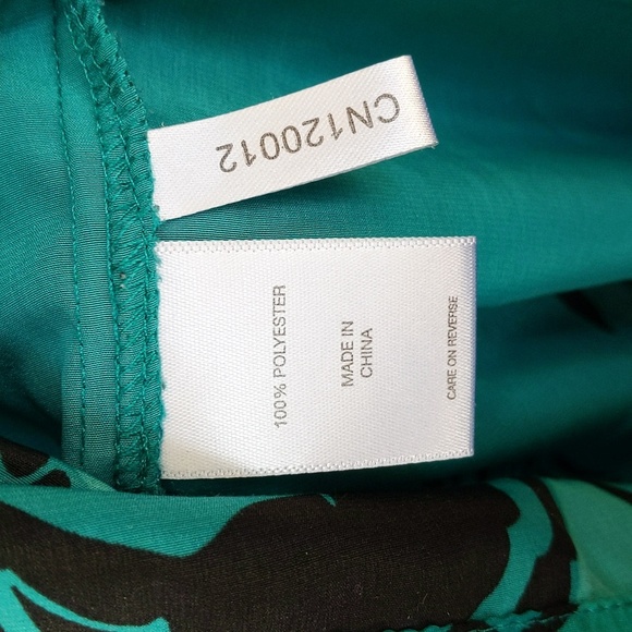 New York & Company Teal & Black V-Neck Blouse - Small - Picture 8 of 8